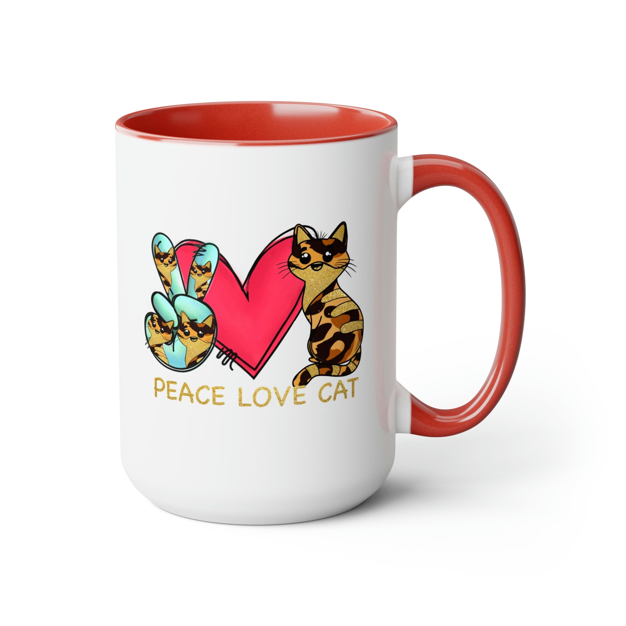 Peace Love Cat Coffee Mug Cat Love Coffee Mug Fun Cat Mug Etsy