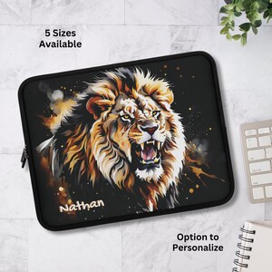 Roaring lion tablet sleeve, personalized tablet sleeve, lion lover gift, gift for lion lover, tablet sleeve, laptop sleeve, ipad sleeve