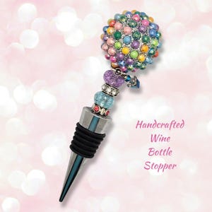 wine bottle stopper, beaded stopper, fun gift, wine accessories, gift for wine lover, bottle stopper, gift idea, wine gift, beautiful gift