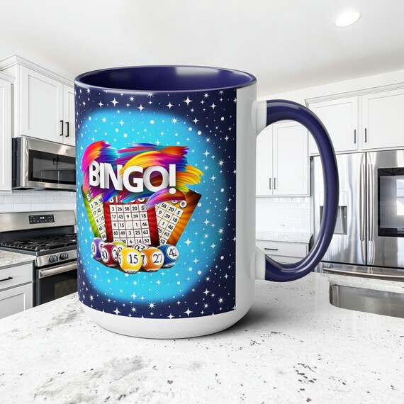 Bingo coffee mug, coffee mug gift, 15oz coffee mug, colorful mug, cute  coffee mug, coffee mug, bingo lover mug, gift for bingo player