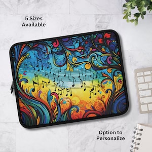 Color of music tablet sleeve, stunning laptop sleeve, music lover gift, gift for music lover, tablet sleeve, laptop sleeve, ipad sleeve