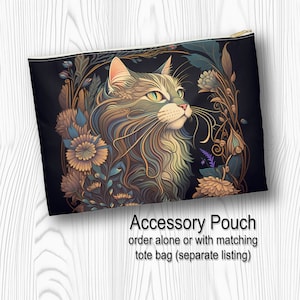 Cat accessory bag, all over printed bag, colorful bag, beautiful accessory bag, accessory pouch, birthday gift, vibrant colors pouch, bag