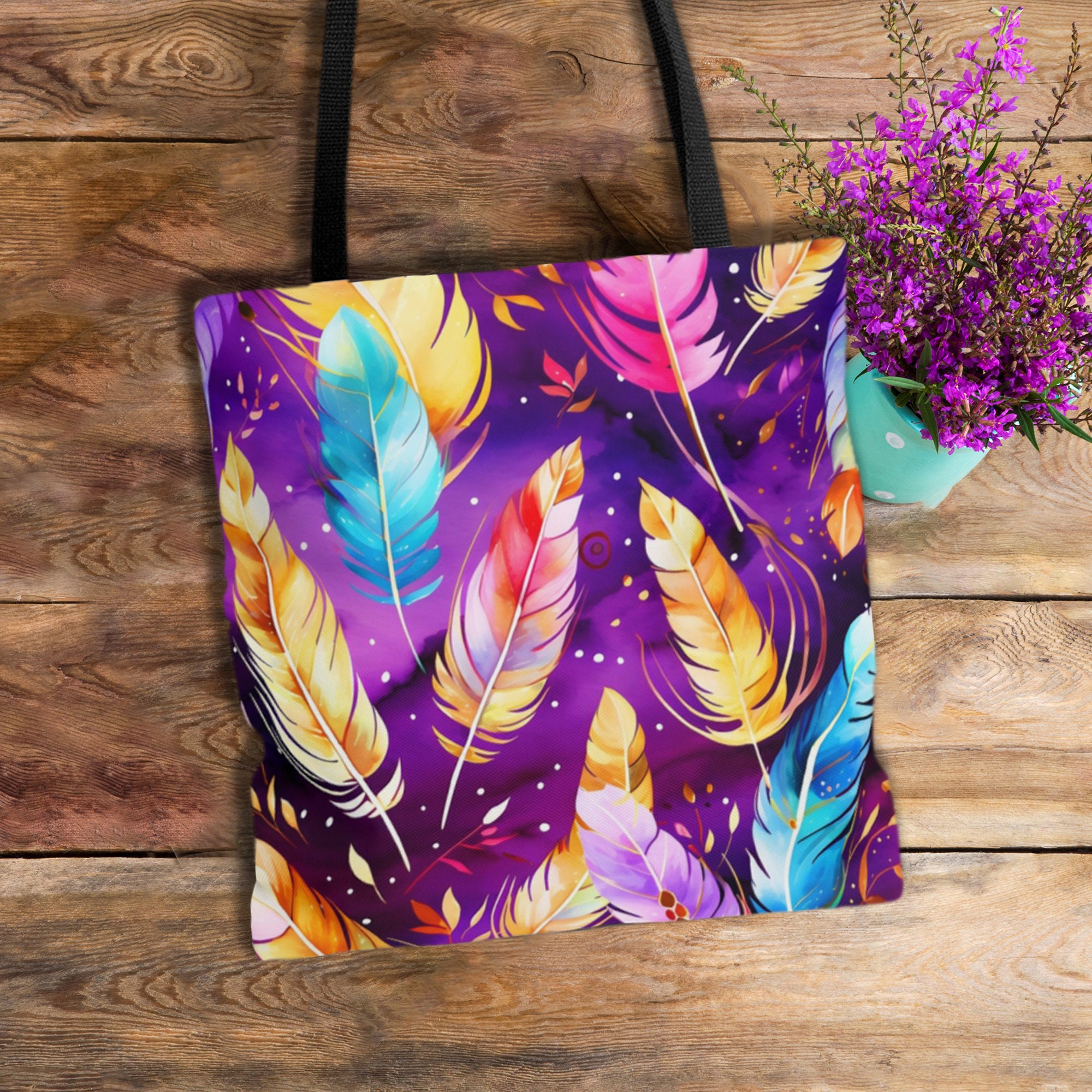 Feathers Bag Colorful Bag Feather Lover Bag Colorful - Etsy