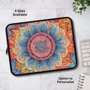 Flower mandala Laptop and Tablet Sleeve, mandala tablet sleeve, stunning computer sleeve, tablet sleeve, laptop sleeve, personalized sleeve