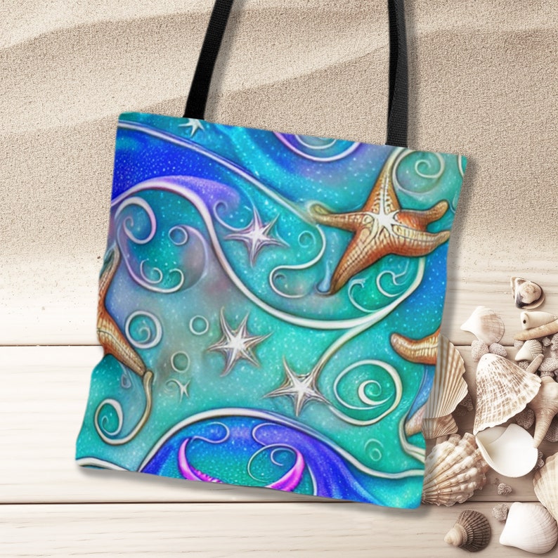 Beach Tote Bag, Cute Star Fish Bag, Star Fish Tote Bag, Beach Bag, Cute