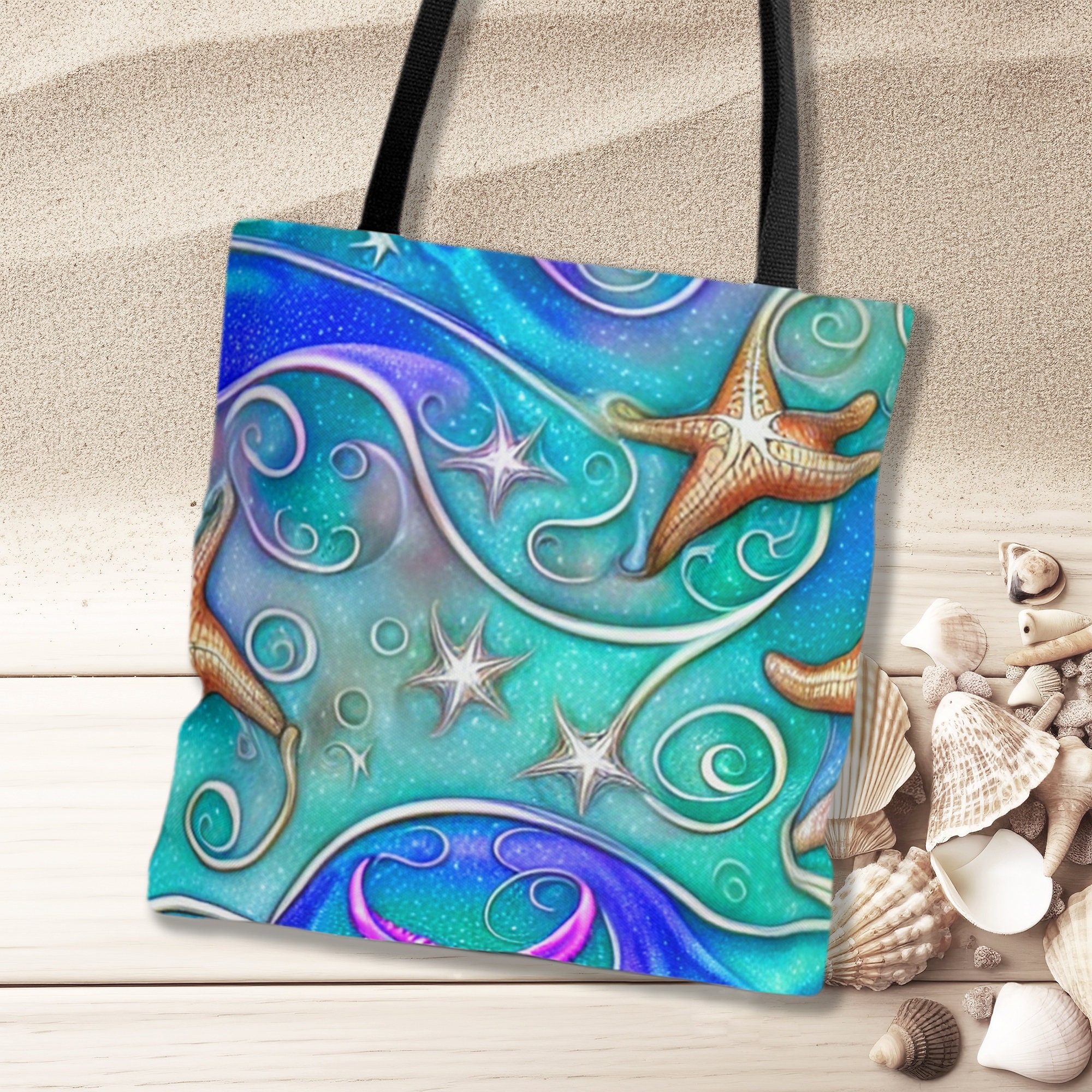 Beach Tote Bag, Cute Star Fish Bag, Star Fish Tote Bag, Beach Bag, Cute ...