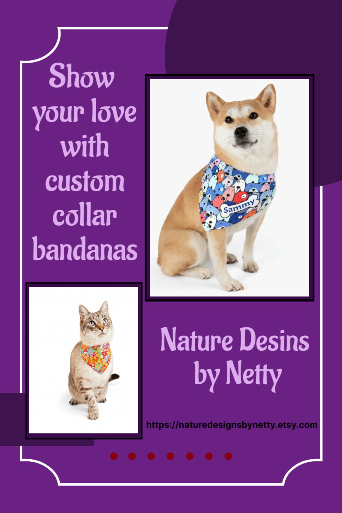 Personalized Pet Bandana Collar With Colorful Dogs Custom Dog Etsy