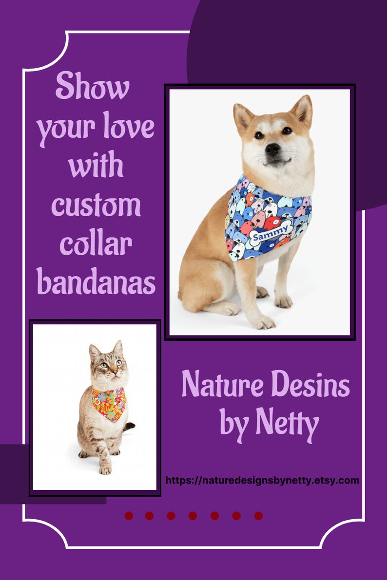 Personalized Pet Bandana Collar With Colorful Dogs Custom Dog Etsy