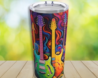 Guitars Tumbler, guitar tumbler, guitar lover gift, colorful tumbler, gift tumbler, music travel mug, travel mug, music lover gift, tumbler