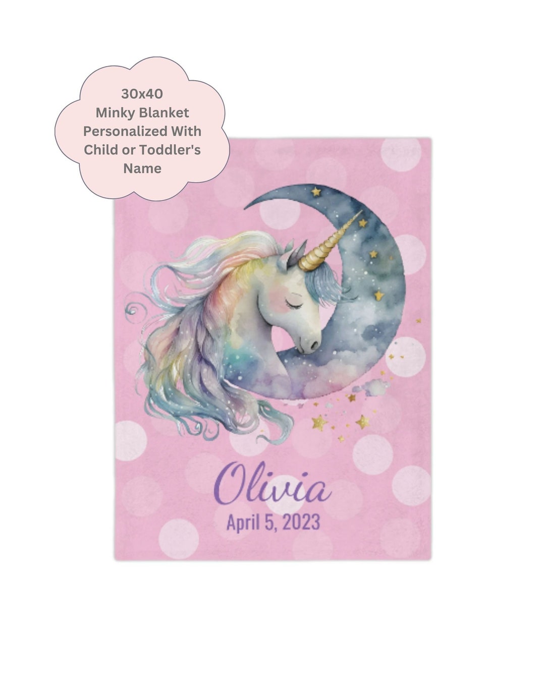 Personalized Baby Blanket, Unicorn Baby Blanket, Gift for Baby Shower