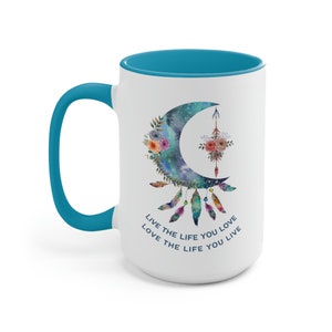 Live your life coffee mug, 15oz coffee mug, Coffee mug gifts, large coffee mug, gift for her, moon coffee mug, inspirational gift