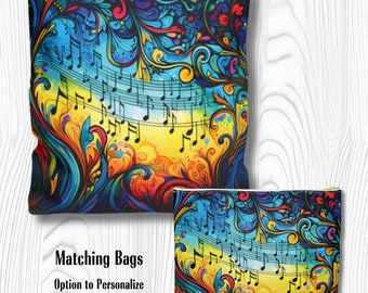 Color of music tote, all over printed tote, music bag, gift for music lover, cute tote, matching accessory bag, music gift, color of music