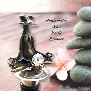 wine bottle stopper, meditation frog, gift cork, wine accessories, gift for wine lover, wine stopper, gift idea, wine gift, beautiful gift