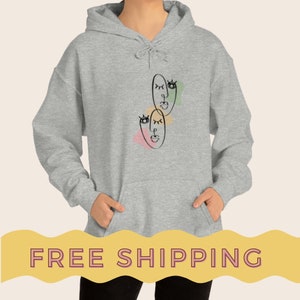 Intertwined Faces Line Drawing | Abstract Graphic Unique | Unisex Heavy Blend Hooded Sweatshirt