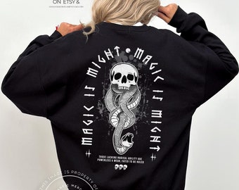 Sudadera de cuello redondo con serpiente y calavera, regalo para fans de la magia oscura