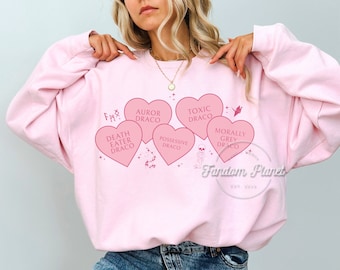 Dramione Candy Heart Crewneck, Bookish Fandom Sweater