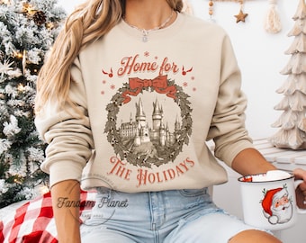 Sudadera navideña «Hogar para las fiestas», regalo festivo para amantes de los libros