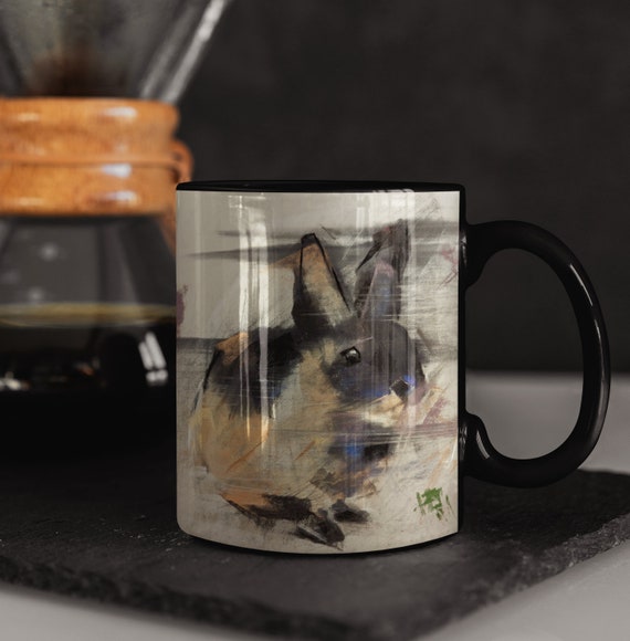 Bunny Coffee Mug - Cute Bunny Mug - Pet Rabbit Lover Mug - Rabbit Coffee Mug - pastel by John Sherry
