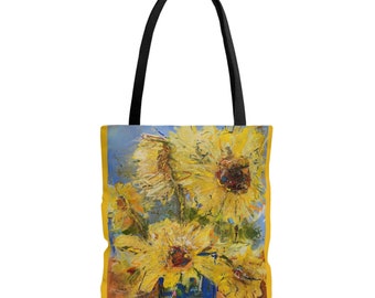 Tote Bag in Yellow with original pastel Sunnies Sunflower print