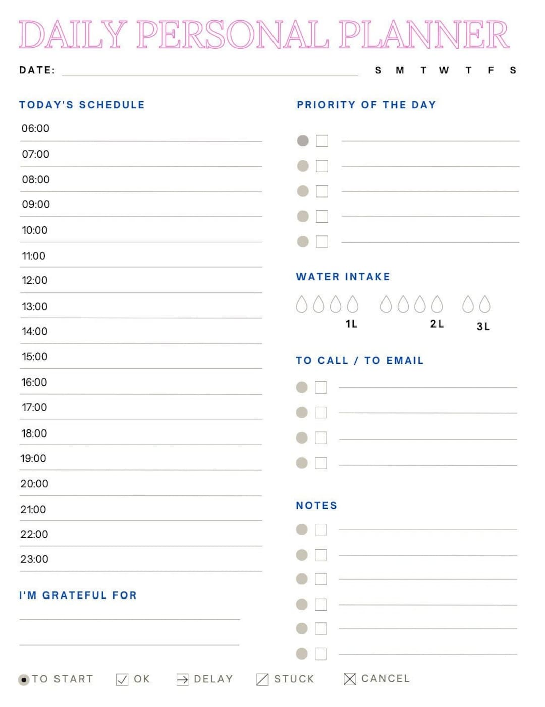 Daily Personal Planner Printable, Instant Download, to Do List ...