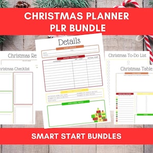 Canva Editable Printable Christmas Planner PLR Bundle – Holiday Organizer with Checklists, Party Planner, To-Do Lists, Wish Lists & More