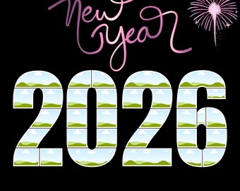 Happy New Year 2026 Photo Collage, Canva Editable Template, New Year 2026,  Party Photo Collage, Family Photo Collage Fireworks 2026