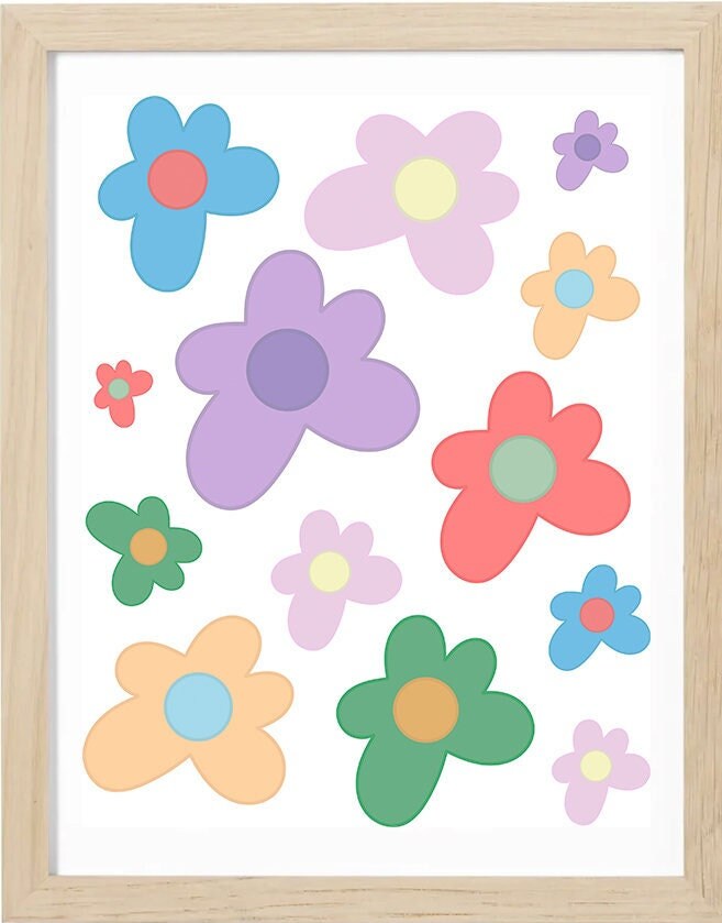 Cute Multi Color Flower Wall Poster Digital Download Etsy