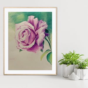 Purple Rose ORIGINAL Art | Colored Pencil Drawing | Art Gift | Gift for Her | Mother’s Day Gift | Birthday Gift | Home Decor | Wall Art