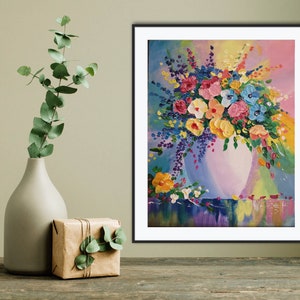 Colorful Flowers Painting | ORIGINAL Impasto painting on canvas panel | Beautiful Floral in a Vase | Art Gift | | Gift for Her | Home Decor