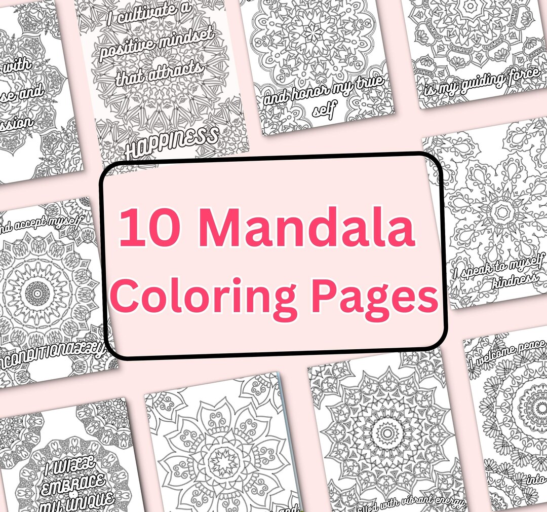 Positive Affirmation Adult Coloring Pages - Etsy