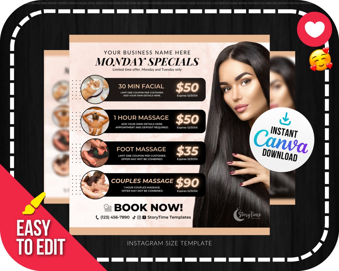 Hair Flyers, Hair Social Media Flyer, Hair Booking Template, Hair