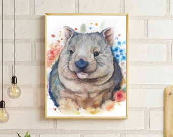 Australian Native Animal Prints | Wombat Watercolour Art