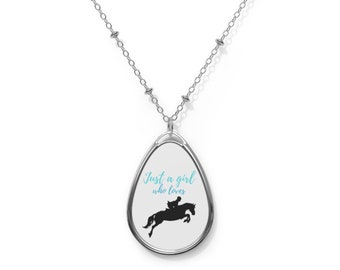 Jumping Horse Necklace, Horse Lover Gift, Horse Gift, Equestrian Gift, Just a girl who loves jumping, Horseback Riding, Horse Girl Gift