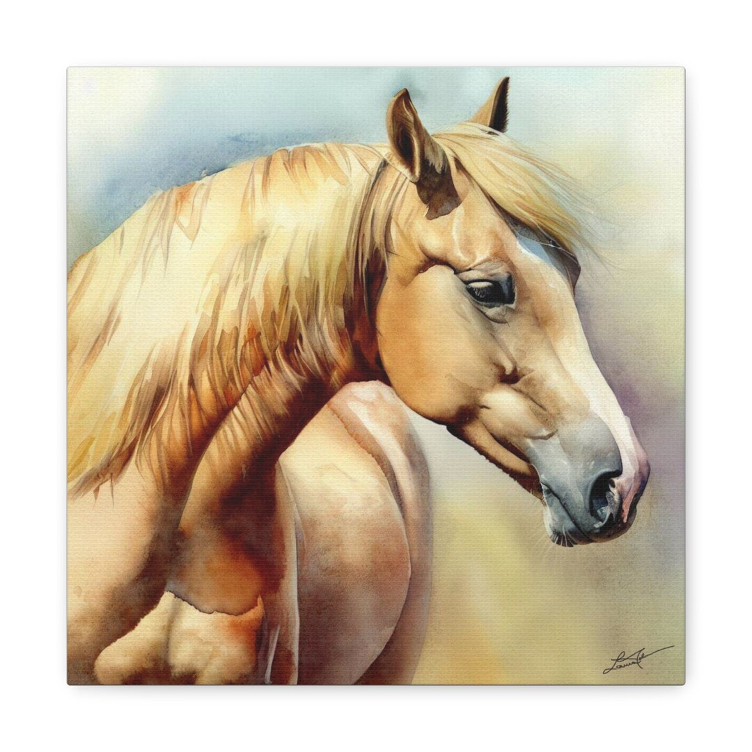 Watercolor Quarter Horse Portrait Art Print on Gallery Wrapped Etsy