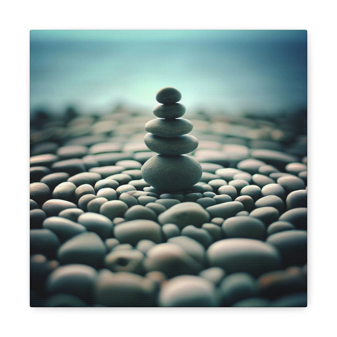 Rock Cairn Pebble Art Stacked Stones Art Print on Gallery Wrapped