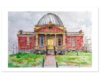 Cincinnaty Observatory – Ink & Watercolor Architectural Illustration