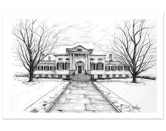Taft Museum Cincinnati Ink Drawing | Historic Architecture Fine Line Art Print
