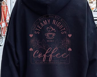 Bluza z kapturem Dark Romance, koszulka z pikantnymi książkami o romansach, bluza z kapturem z kawą, koszulka z moralnie szarym napisem Bookish Merch, koszulka z motywem złoczyńcy