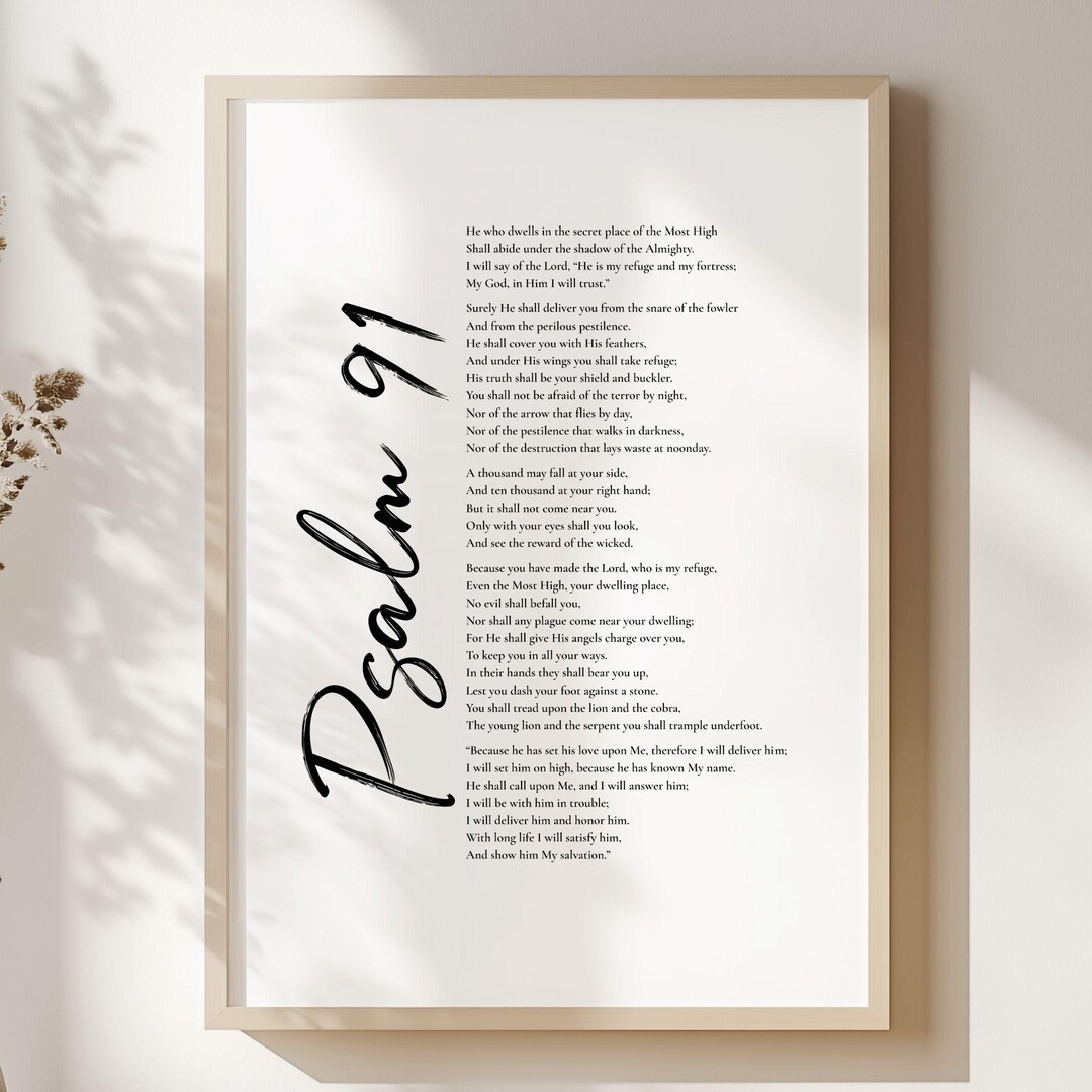 Psalm 91 Scripture Art Print | Christian Wall Art | Bible Verse Decor ...