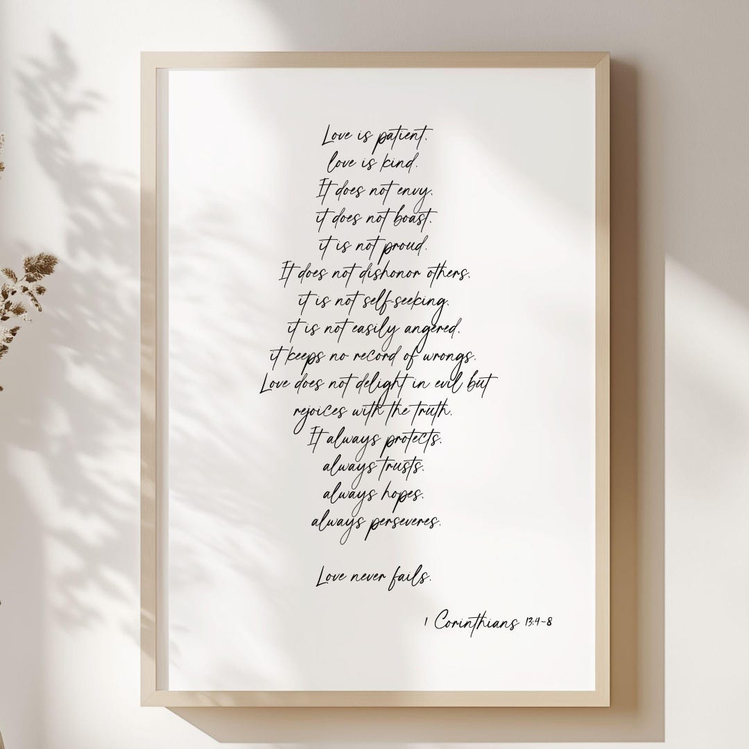 1 Corinthians 13 Wall Art | Handwritten Scripture Print | Minimalist ...