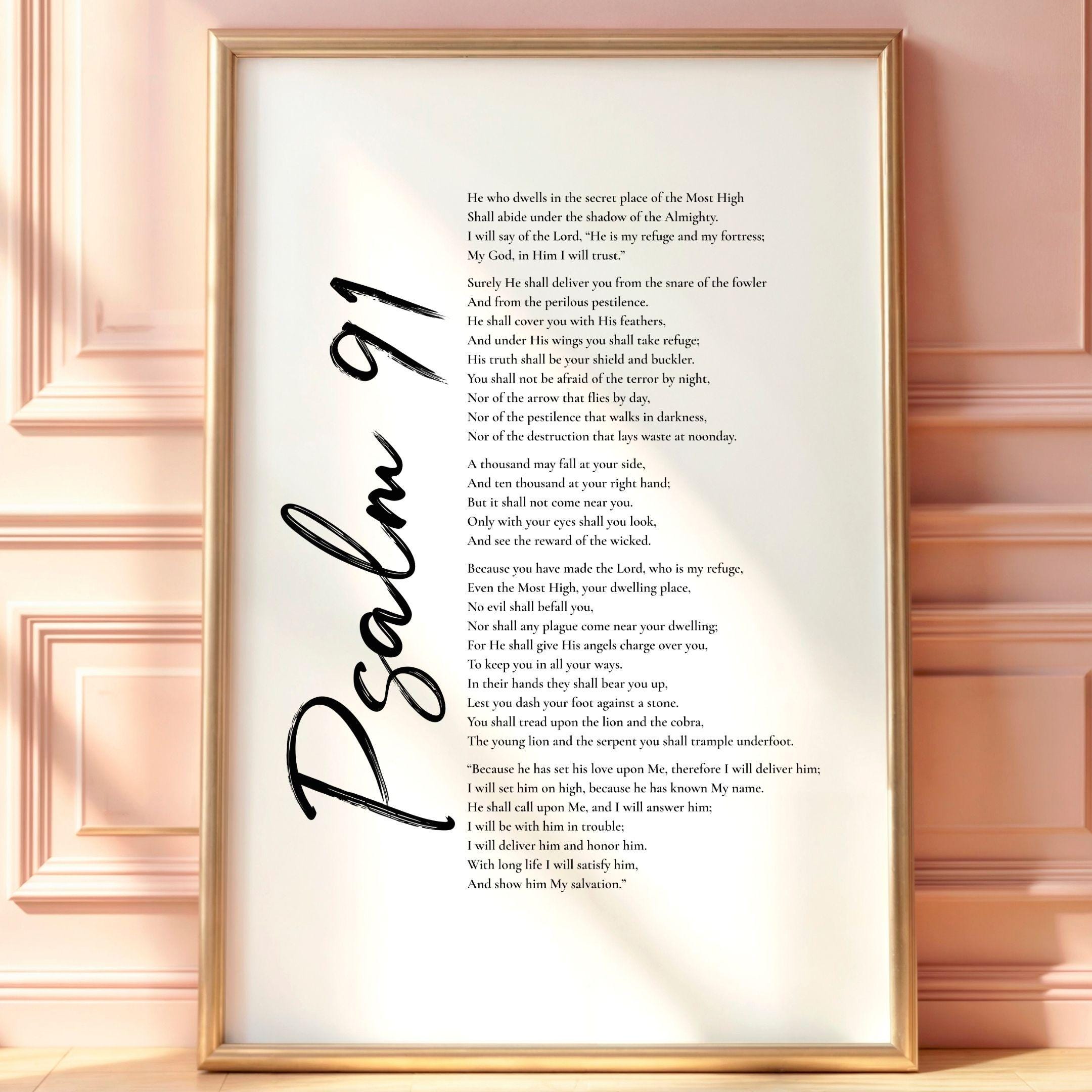 Psalm 91 Scripture Art Print | Christian Wall Art | Bible Verse Decor ...