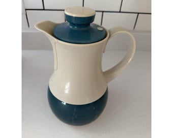Jarra de café VTG Thermos 570 para bebidas calientes, marca Butler, fabricada en Alemania Occidental, color crema azul.