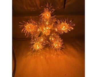 Vintage goudfolie klatergoud ster kerstboom topper Starburst licht retro jaren 60 70