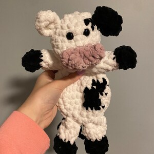 Cow Snuggler (White & black) - Cow Lovey - Cow stuffed animal - Handmade Crochet