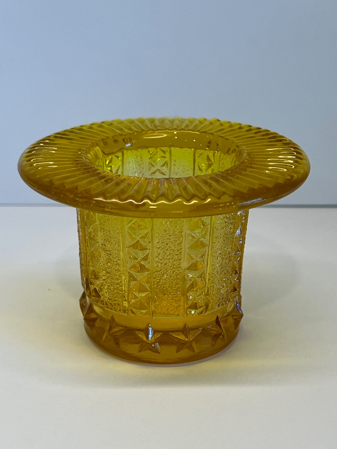 Vintage Amber Glass Top Hat Toothpick Holder GLOWS Etsy