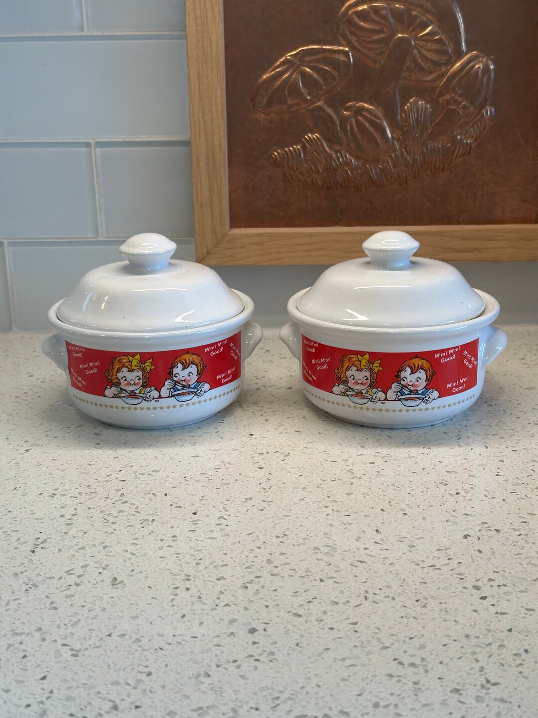 Vintage Pair of 1998 Campbells Soup Bowls With Lid by Houston Harvest Etsy