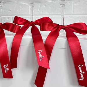 Luxury Personalised Ribbon Name Place Card For Weddings, Wine Glass Wrap Bridal Shower Decor Customisable Name Tags