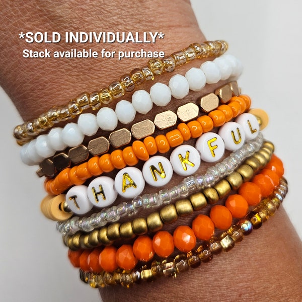 THANKFUL fall bracelets THANKSGIVING Friendship bracelet Fall bracelets Custom word bracelet Fall Jewelry Turkey Day friendsgiving jewelry