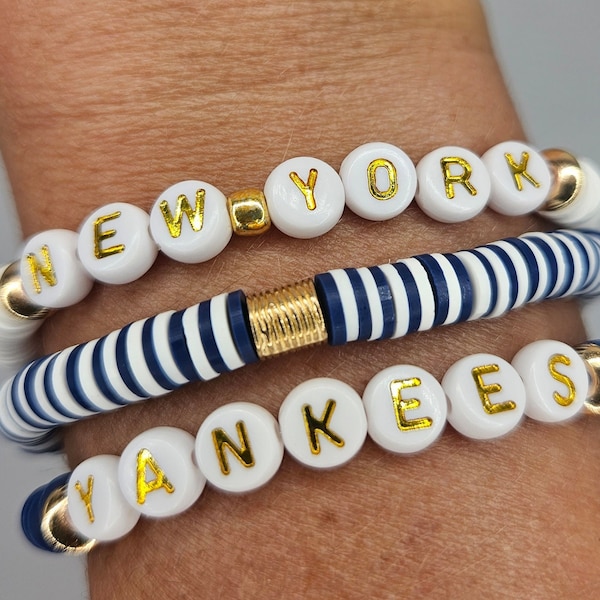 New York Yankees Beaded Bracelet Etsy
