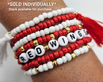 RED WINGS bracelets NHL friendship bracelets, sports bracelet Detroit hockey bracelet personalized Red Wings bracelet handmade gameday gear